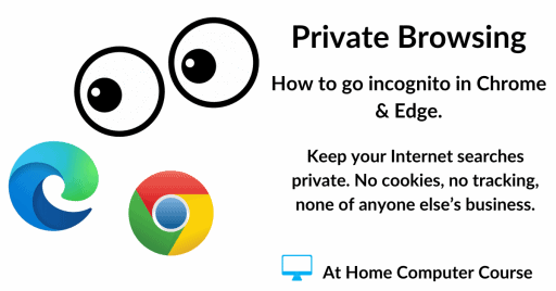 Computer screen with Google Chrome and Microsoft Edge logos. Text reads "How to use private browsing in Chrome and Edge".