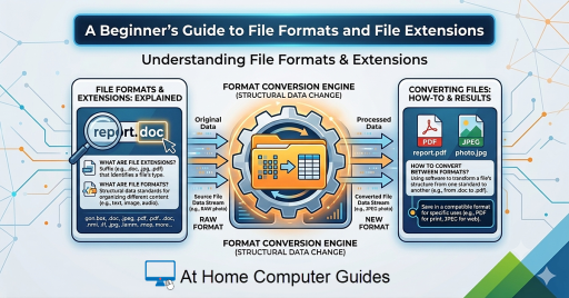 Beginner's guide to file formats and file extensions and how to convert them.